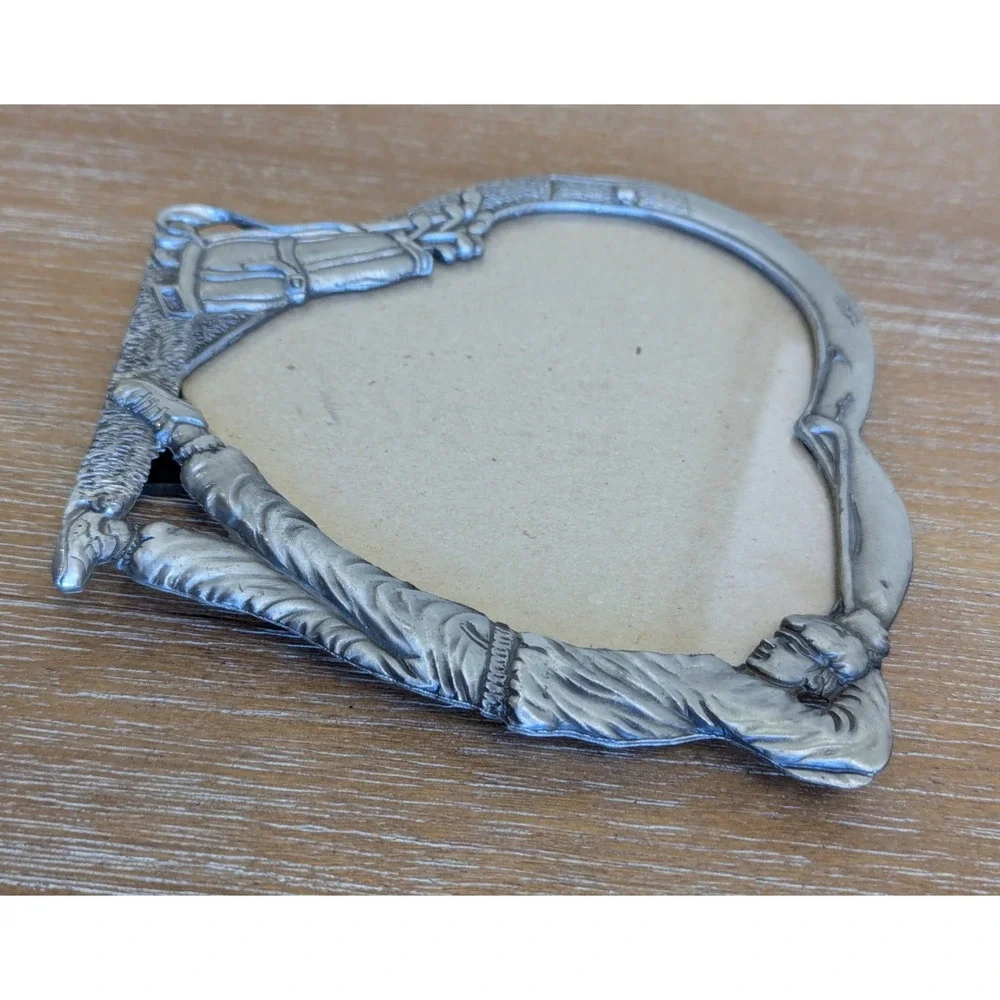 Pewter Picture Frame Golf Theme Silver Tabletop Decor Holds 4.5 x 4.5 in Picture